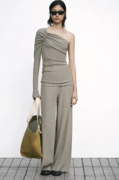 Best PANTALÓN ANCHO TEXTURA Mujer Pantalones