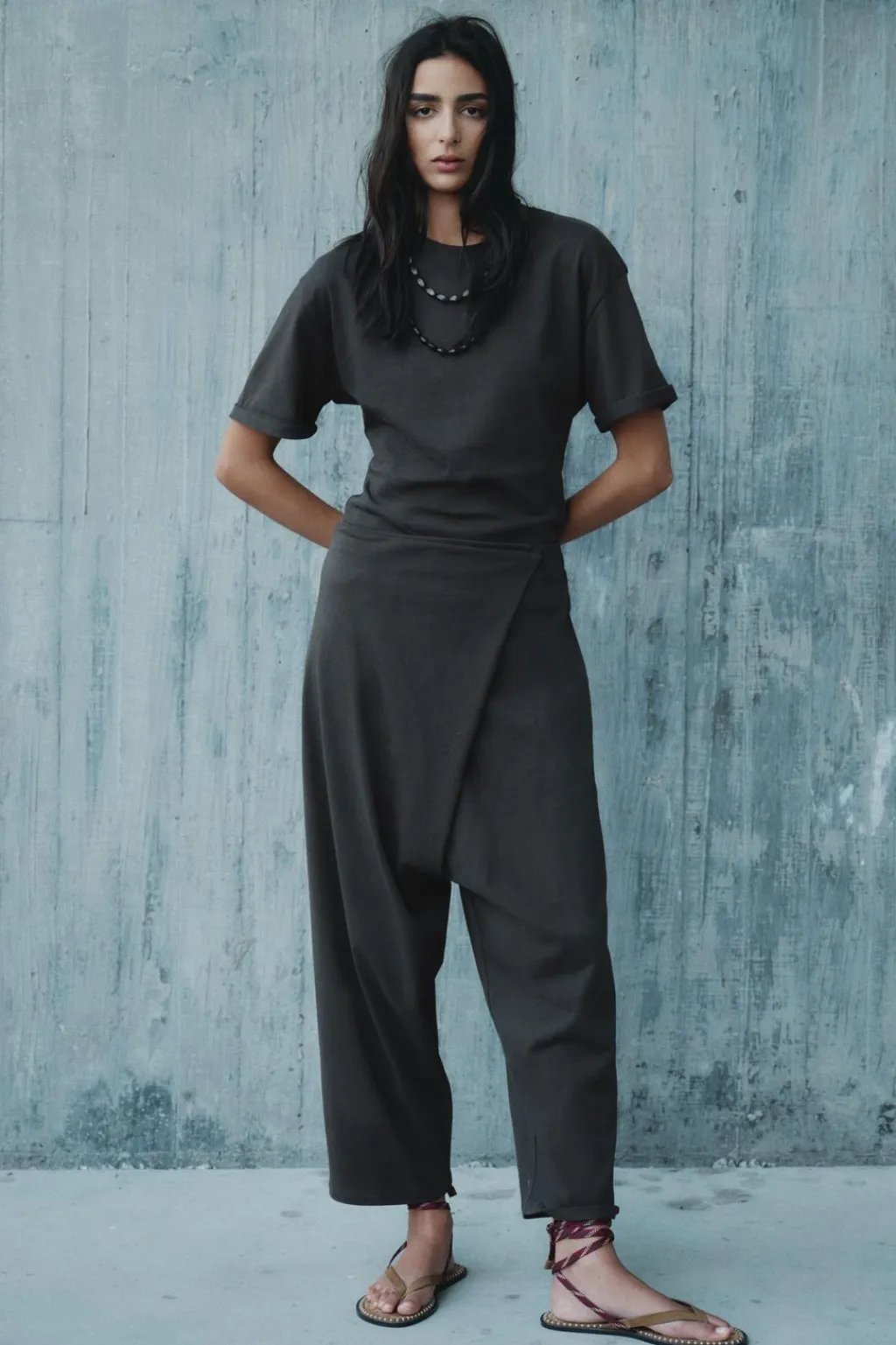 Sale PANTALÓN BAGGY CRUZADO HEAVY COTTON Mujer Pantalones