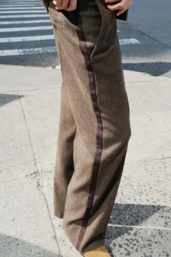 Hot PANTALÓN BANDA LATERAL CON LANA ZW COLLECTION Mujer Pantalones