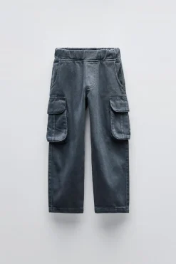 Niños ZARA 6 - 14 Años·Pantalones<PANTALÓN BARREL SARGA BOLSILLOS