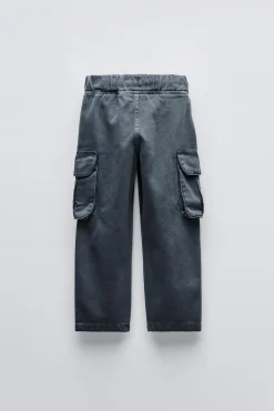 Niños ZARA 6 - 14 Años·Pantalones<PANTALÓN BARREL SARGA BOLSILLOS