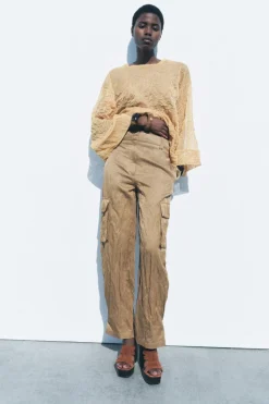 Best PANTALÓN CARGO ARRUGADO ZW COLLECTION Mujer Pantalones