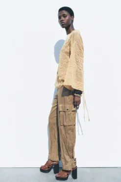 Best PANTALÓN CARGO ARRUGADO ZW COLLECTION Mujer Pantalones