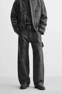 Discount PANTALÓN CARPENTER PIEL EFECTO LAVADO Hombre Piel|Pantalones