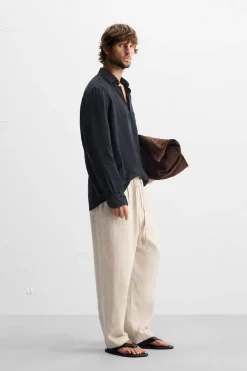 New PANTALÓN CINTURA JOGGER 100% LINO Hombre Pantalones