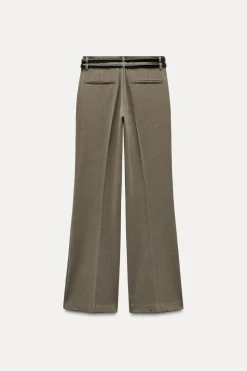 Discount PANTALÓN CINTURÓN DOBLE TIRO BAJO Mujer Pantalones