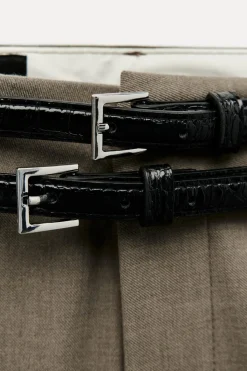 Discount PANTALÓN CINTURÓN DOBLE TIRO BAJO Mujer Pantalones