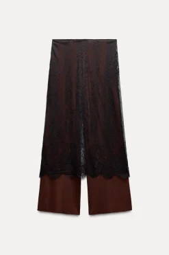 Hot PANTALÓN COMBINADO ENCAJE Mujer Pantalones|Cárdigan / Jerséis