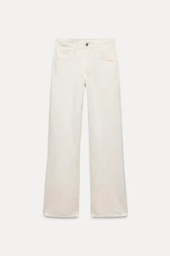 Fashion PANTALÓN CON LINO TIRO MEDIO WIDE LEG Mujer Pantalones