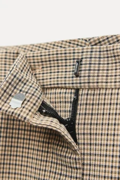 Hot PANTALÓN CUADROS CINTURÓN Mujer Pantalones