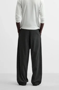 Outlet PANTALÓN CUADROS PLIEGUES Hombre Pantalones