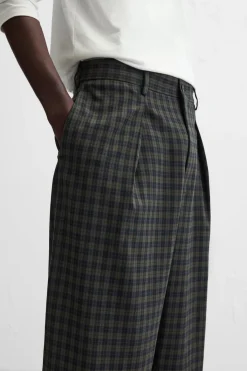 Outlet PANTALÓN CUADROS PLIEGUES Hombre Pantalones