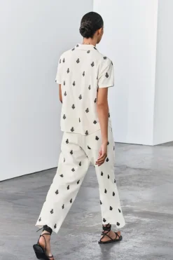 New PANTALÓN CULOTTE BORDADOS CONTRASTE ZW COLLECTION Mujer Pantalones