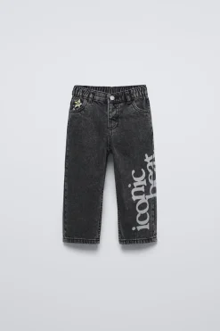 Niños ZARA 6 - 18 Meses·Pantalones / Leggings<PANTALÓN DENIM TEXTO