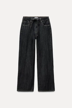 New PANTALÓN DENIM TRF CORDONES Mujer Jeans