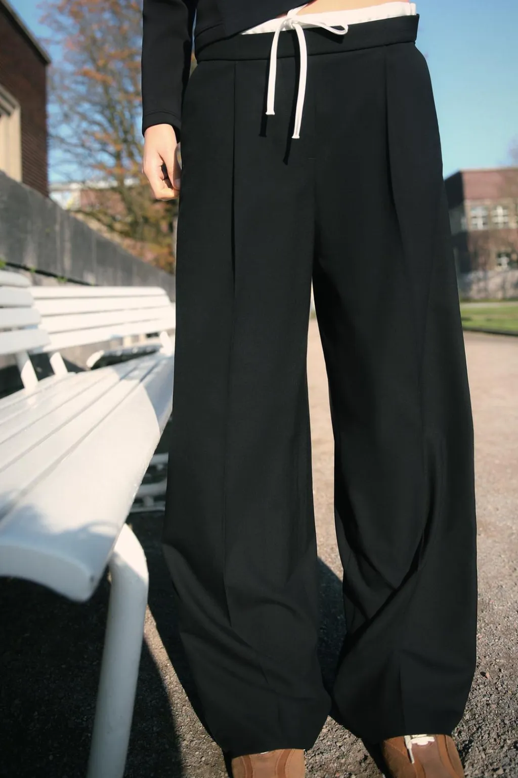 Outlet PANTALÓN DOBLE CINTURA BANDA LATERAL Mujer Pantalones