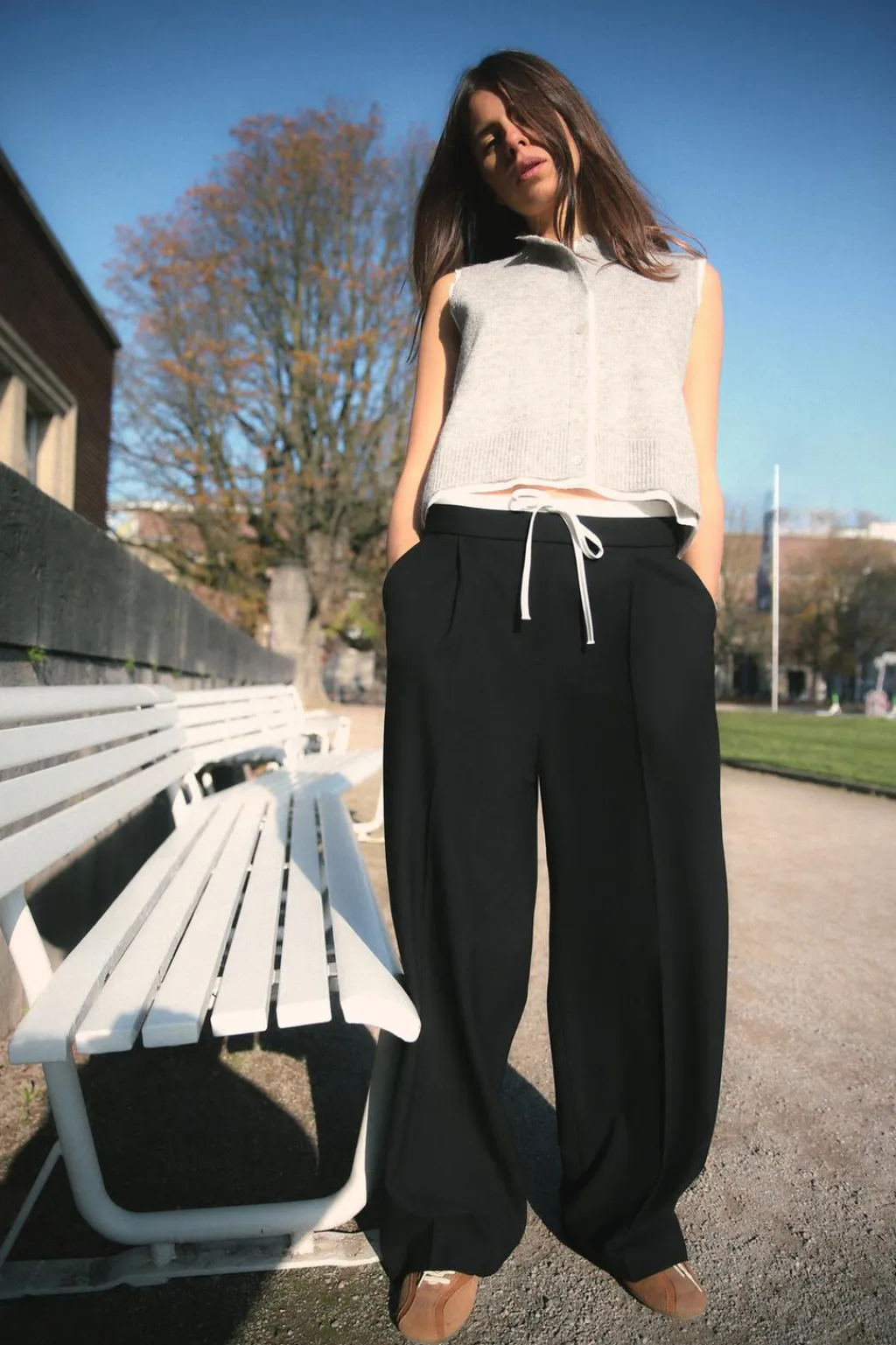 Outlet PANTALÓN DOBLE CINTURA BANDA LATERAL Mujer Pantalones