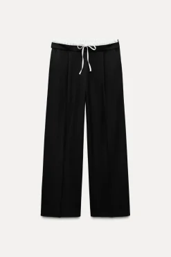 Outlet PANTALÓN DOBLE CINTURA BANDA LATERAL Mujer Pantalones