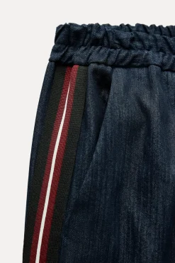 Online PANTALÓN EFECTO DENIM BANDA LATERAL Mujer Pantalones