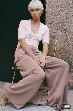 Fashion PANTALÓN EFECTO LAVADO COMBINADO RIB Mujer Pantalones