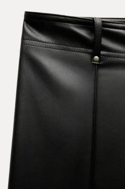 New PANTALÓN EFECTO PIEL WIDE LEG ZW COLLECTION Mujer Jeans|Pantalones