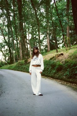 New PANTALÓN FELPA RECTO VARSITY Mujer Pantalones|Sudaderas / Joggers