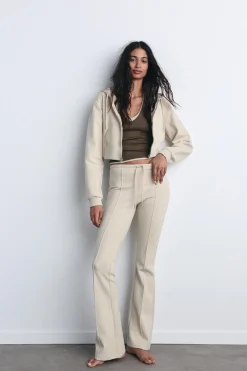 Hot PANTALÓN FLARE INTERLOCK COSTURAS Mujer Pantalones|Sudaderas / Joggers