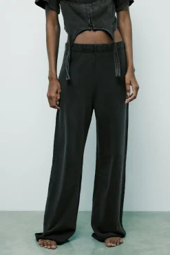 Fashion PANTALÓN JOGGER PALAZZO EFECTO LAVADO Mujer Pantalones|Sudaderas / Joggers