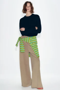 Online PANTALÓN LAVADO FELPA WIDE LEG Mujer Pantalones|Sudaderas / Joggers