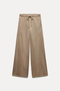 Online PANTALÓN LAVADO FELPA WIDE LEG Mujer Pantalones|Sudaderas / Joggers