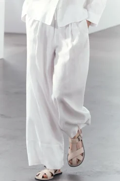 Clearance PANTALÓN PALAZZO LINO 100% ZW COLLECTION Mujer Pantalones