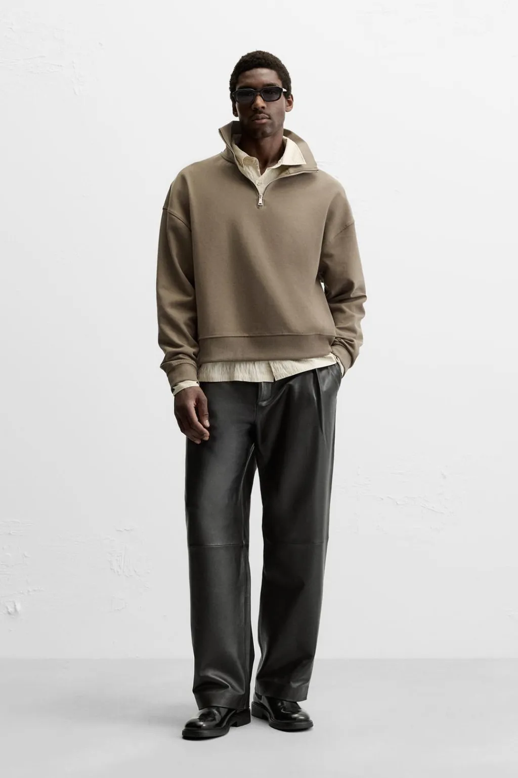 New PANTALÓN PIEL PLIEGUES Hombre Pantalones