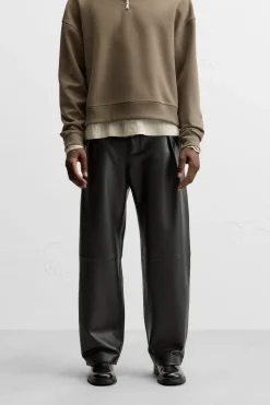 New PANTALÓN PIEL PLIEGUES Hombre Pantalones