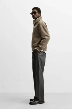 New PANTALÓN PIEL PLIEGUES Hombre Pantalones