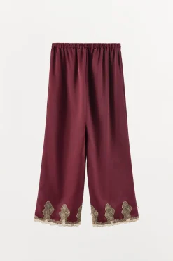 Discount PANTALÓN PIJAMERO SATINADO ENCAJE Mujer Pantalones|Lenceria