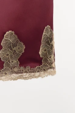 Discount PANTALÓN PIJAMERO SATINADO ENCAJE Mujer Pantalones|Lenceria