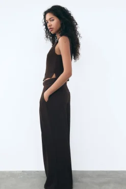 New PANTALÓN PLIEGUES CINTURÓN Mujer Pantalones