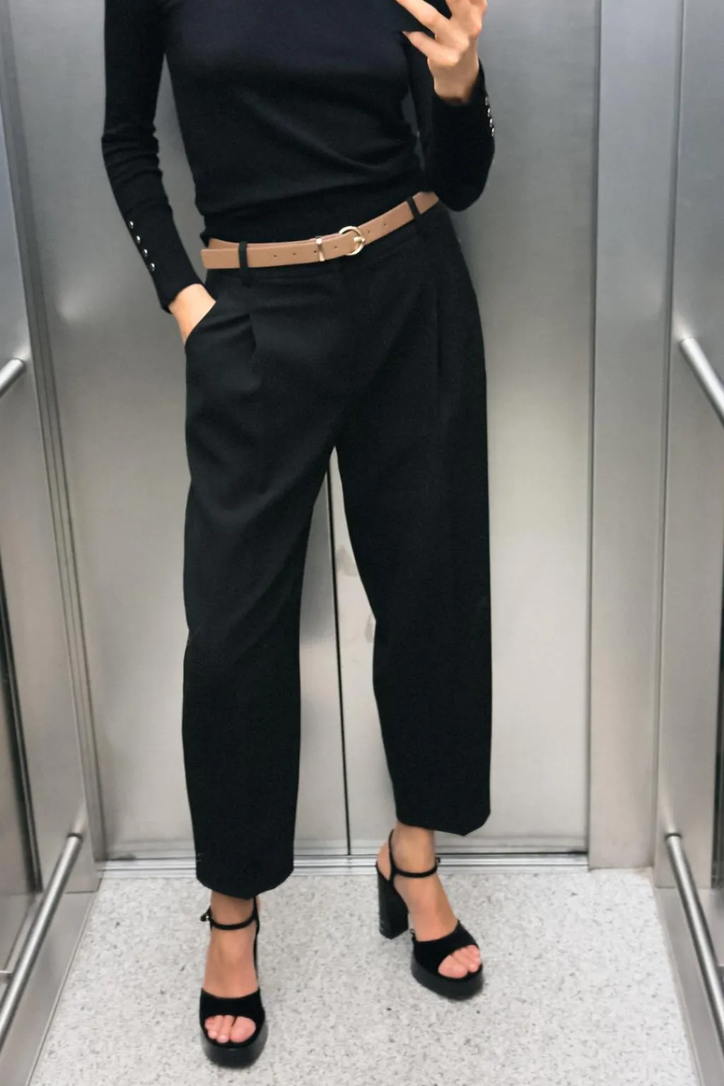 Online PANTALÓN PLIEGUES CINTURÓN Mujer Pantalones