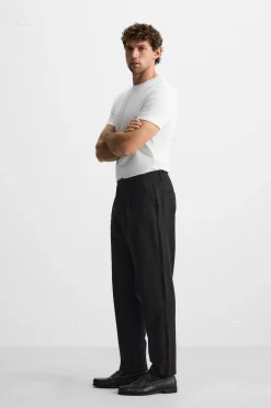 New PANTALÓN PLIEGUES CON VISCOSA Hombre Pantalones