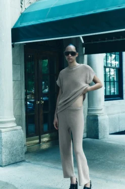 New PANTALÓN PUNTO ACABADOS VUELTA Mujer Pantalones|Cárdigan / Jerséis