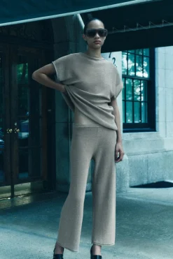 New PANTALÓN PUNTO ACABADOS VUELTA Mujer Pantalones|Cárdigan / Jerséis