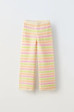 Niños ZARA 6 - 14 Años·Punto|6 - 14 Años·Pantalones<PANTALÓN PUNTO CROCHET RAYAS