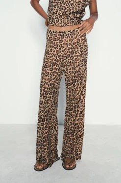 Fashion PANTALÓN PUNTO ESTAMPADO ANIMAL Mujer Pantalones|Cárdigan / Jerséis