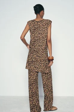 Fashion PANTALÓN PUNTO ESTAMPADO ANIMAL Mujer Pantalones|Cárdigan / Jerséis