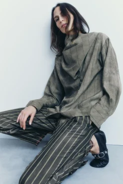 Discount PANTALÓN RAYAS BOTONES LATERALES Mujer Pantalones|Lenceria