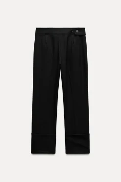 Discount PANTALÓN RECTO BAJO VUELTA Mujer Pantalones