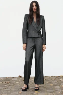 Clearance PANTALÓN RECTO BRILLO Mujer Pantalones