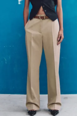 Clearance PANTALÓN RECTO CINTURÓN Mujer Pantalones