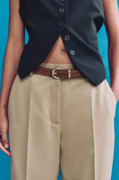 Clearance PANTALÓN RECTO CINTURÓN Mujer Pantalones