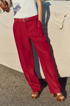 Sale PANTALÓN RECTO CINTURÓN Mujer Pantalones